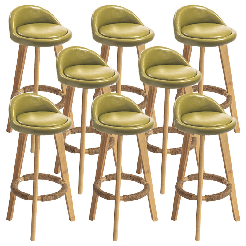 Nordic Armless Backrest Counter Stool Rubber Wood Bar Stool with Pedal Fluorescent Green 8 Piece Set Clearhalo 'Bar Furniture' 'Bar Stools' 'bar_stools' 'furn' 'furn_bar_stools' 'Furniture' 'Kitchen & Dining Furniture' 6226321