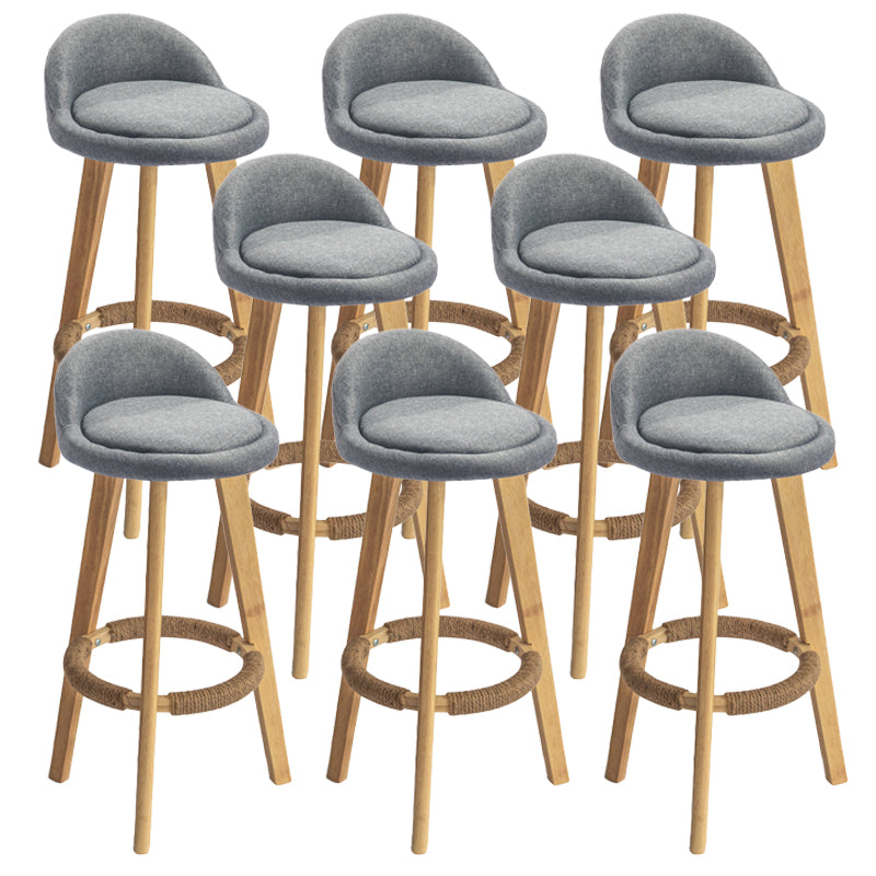 Nordic Armless Backrest Counter Stool Rubber Wood Bar Stool with Pedal Grey 8 Piece Set Clearhalo 'Bar Furniture' 'Bar Stools' 'bar_stools' 'furn' 'furn_bar_stools' 'Furniture' 'Kitchen & Dining Furniture' 6226322