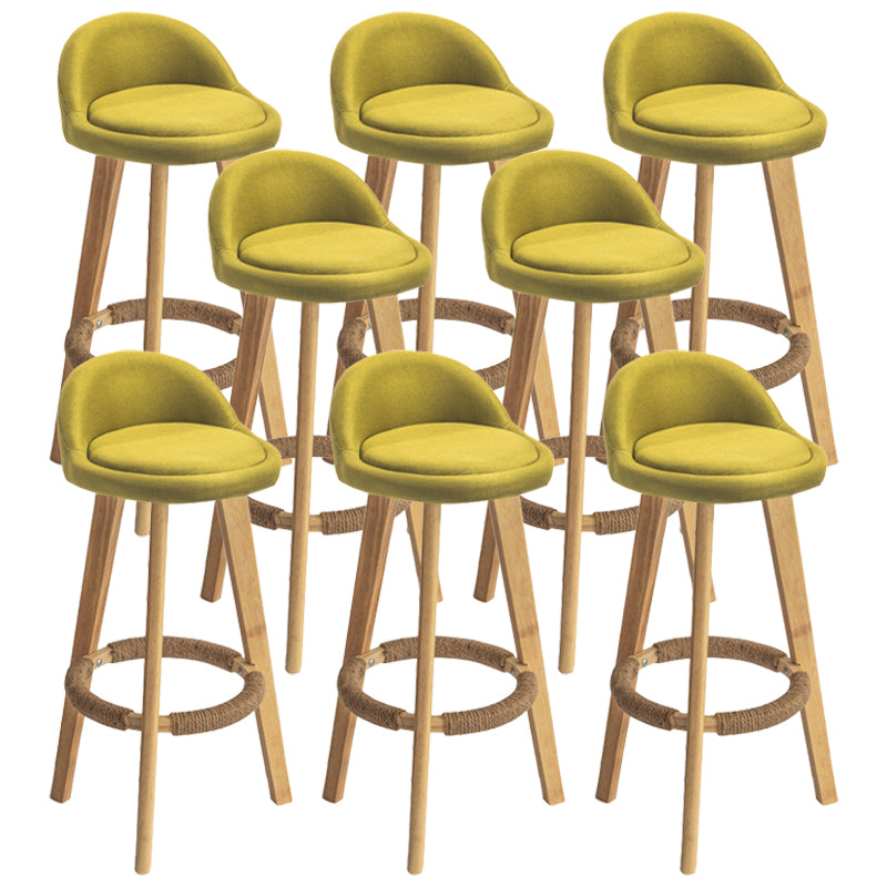 Nordic Armless Backrest Counter Stool Rubber Wood Bar Stool with Pedal Green 8 Piece Set Clearhalo 'Bar Furniture' 'Bar Stools' 'bar_stools' 'furn' 'furn_bar_stools' 'Furniture' 'Kitchen & Dining Furniture' 6226323