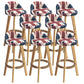 Nordic Armless Backrest Counter Stool Rubber Wood Bar Stool with Pedal Red-Blue 8 Piece Set Clearhalo 'Bar Furniture' 'Bar Stools' 'bar_stools' 'furn' 'furn_bar_stools' 'Furniture' 'Kitchen & Dining Furniture' 6226324
