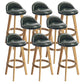 Nordic Armless Backrest Counter Stool Rubber Wood Bar Stool with Pedal Blackish Green 8 Piece Set Clearhalo 'Bar Furniture' 'Bar Stools' 'bar_stools' 'furn' 'furn_bar_stools' 'Furniture' 'Kitchen & Dining Furniture' 6226325