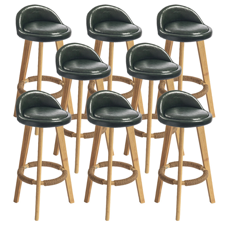 Nordic Armless Backrest Counter Stool Rubber Wood Bar Stool with Pedal Blackish Green 8 Piece Set Clearhalo 'Bar Furniture' 'Bar Stools' 'bar_stools' 'furn' 'furn_bar_stools' 'Furniture' 'Kitchen & Dining Furniture' 6226325