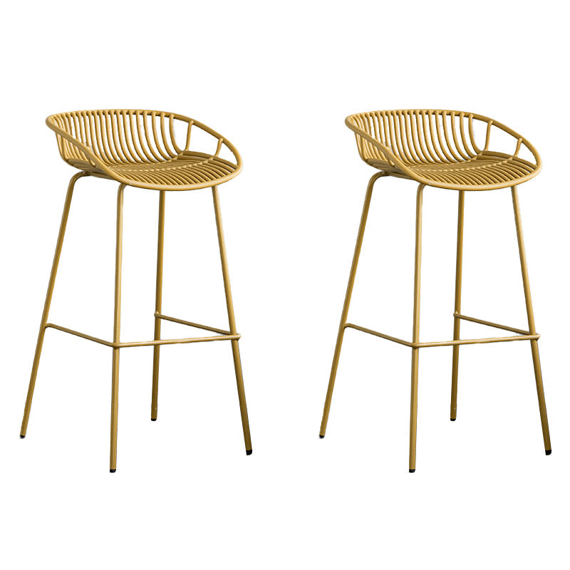 Contemporary Metal Bar Stool Plastic Counter Stools for Home Use Yellow 2 Piece Set Clearhalo 'Bar Furniture' 'Bar Stools' 'bar_stools' 'furn' 'furn_bar_stools' 'Furniture' 'Kitchen & Dining Furniture' 6226335