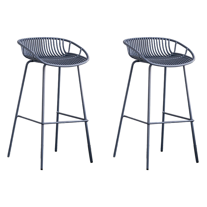 Contemporary Metal Bar Stool Plastic Counter Stools for Home Use Gray Blue 2 Piece Set Clearhalo 'Bar Furniture' 'Bar Stools' 'bar_stools' 'furn' 'furn_bar_stools' 'Furniture' 'Kitchen & Dining Furniture' 6226338