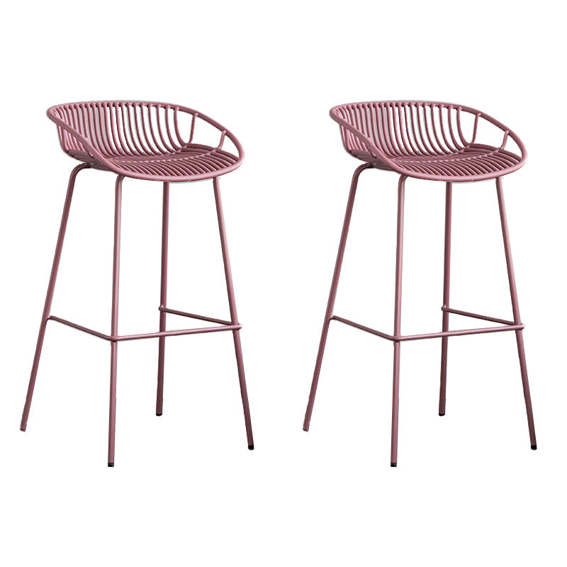 Contemporary Metal Bar Stool Plastic Counter Stools for Home Use Purple 2 Piece Set Clearhalo 'Bar Furniture' 'Bar Stools' 'bar_stools' 'furn' 'furn_bar_stools' 'Furniture' 'Kitchen & Dining Furniture' 6226340