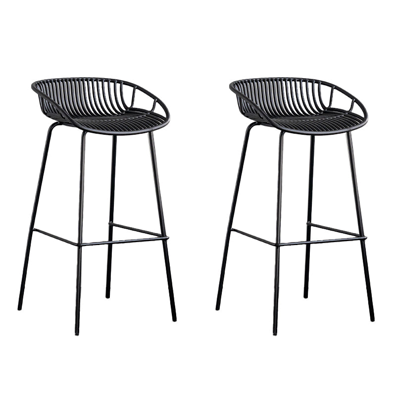 Contemporary Metal Bar Stool Plastic Counter Stools for Home Use Black 2 Piece Set Clearhalo 'Bar Furniture' 'Bar Stools' 'bar_stools' 'furn' 'furn_bar_stools' 'Furniture' 'Kitchen & Dining Furniture' 6226342