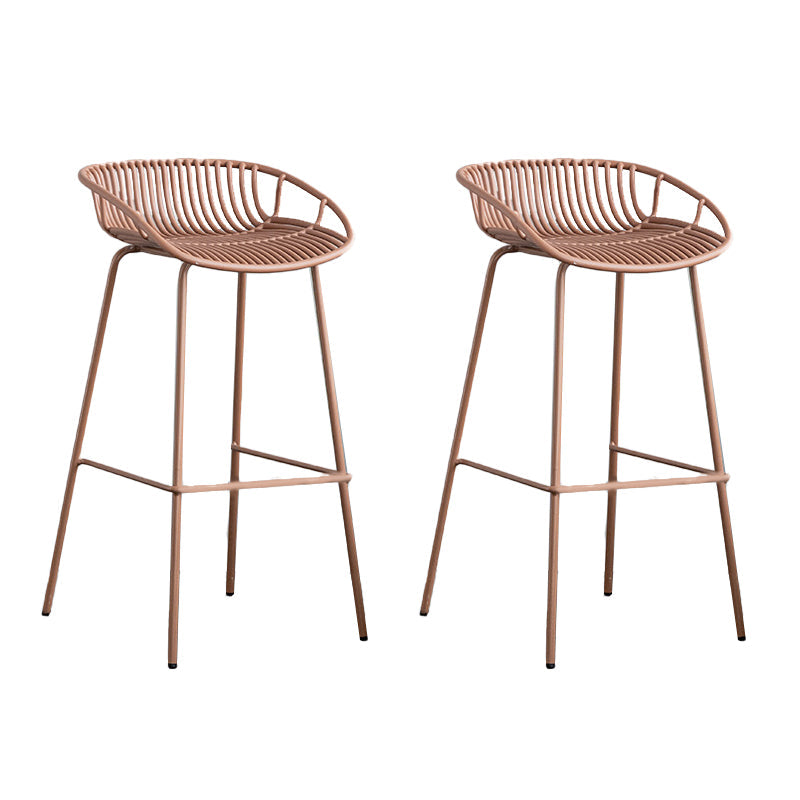 Contemporary Metal Bar Stool Plastic Counter Stools for Home Use Khaki 2 Piece Set Clearhalo 'Bar Furniture' 'Bar Stools' 'bar_stools' 'furn' 'furn_bar_stools' 'Furniture' 'Kitchen & Dining Furniture' 6226343