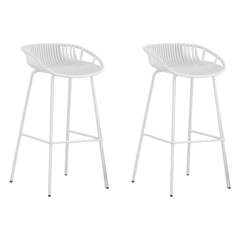 Contemporary Metal Bar Stool Plastic Counter Stools for Home Use White 2 Piece Set Clearhalo 'Bar Furniture' 'Bar Stools' 'bar_stools' 'furn' 'furn_bar_stools' 'Furniture' 'Kitchen & Dining Furniture' 6226344