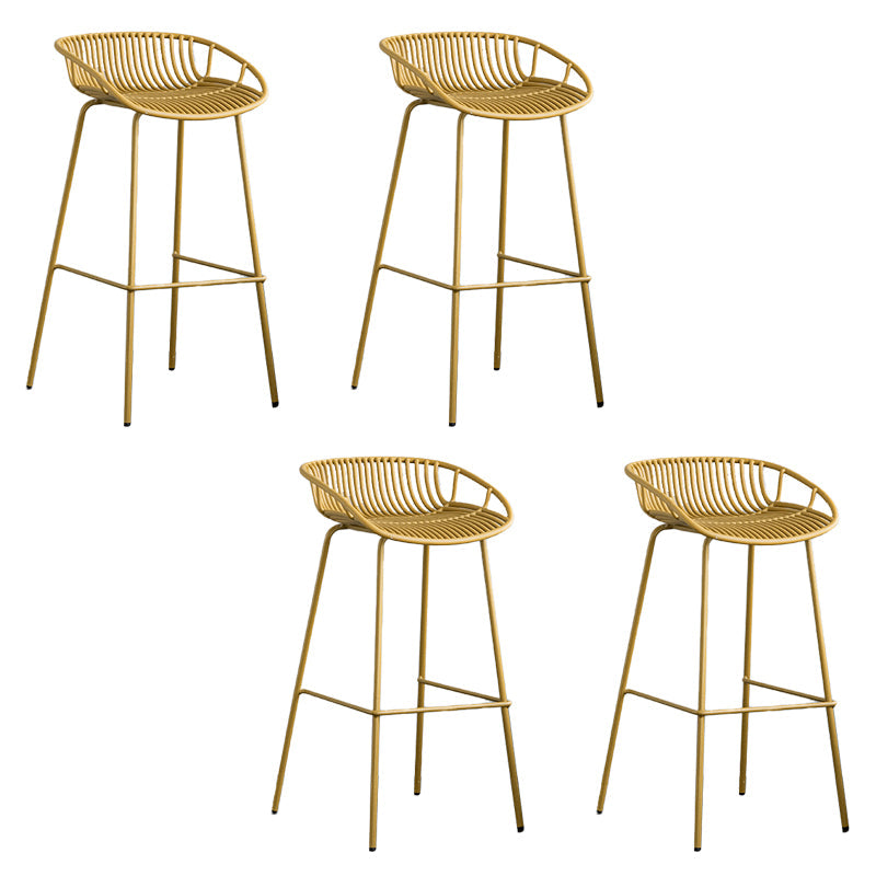 Contemporary Metal Bar Stool Plastic Counter Stools for Home Use Yellow 4 Piece Set Clearhalo 'Bar Furniture' 'Bar Stools' 'bar_stools' 'furn' 'furn_bar_stools' 'Furniture' 'Kitchen & Dining Furniture' 6226345