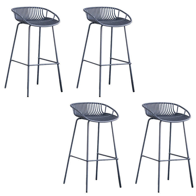 Contemporary Metal Bar Stool Plastic Counter Stools for Home Use Gray Blue 4 Piece Set Clearhalo 'Bar Furniture' 'Bar Stools' 'bar_stools' 'furn' 'furn_bar_stools' 'Furniture' 'Kitchen & Dining Furniture' 6226346