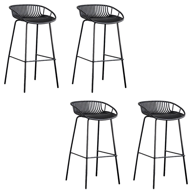 Contemporary Metal Bar Stool Plastic Counter Stools for Home Use Black 4 Piece Set Clearhalo 'Bar Furniture' 'Bar Stools' 'bar_stools' 'furn' 'furn_bar_stools' 'Furniture' 'Kitchen & Dining Furniture' 6226349