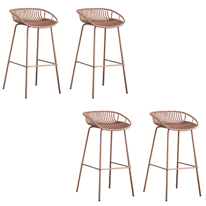 Contemporary Metal Bar Stool Plastic Counter Stools for Home Use Khaki 4 Piece Set Clearhalo 'Bar Furniture' 'Bar Stools' 'bar_stools' 'furn' 'furn_bar_stools' 'Furniture' 'Kitchen & Dining Furniture' 6226350