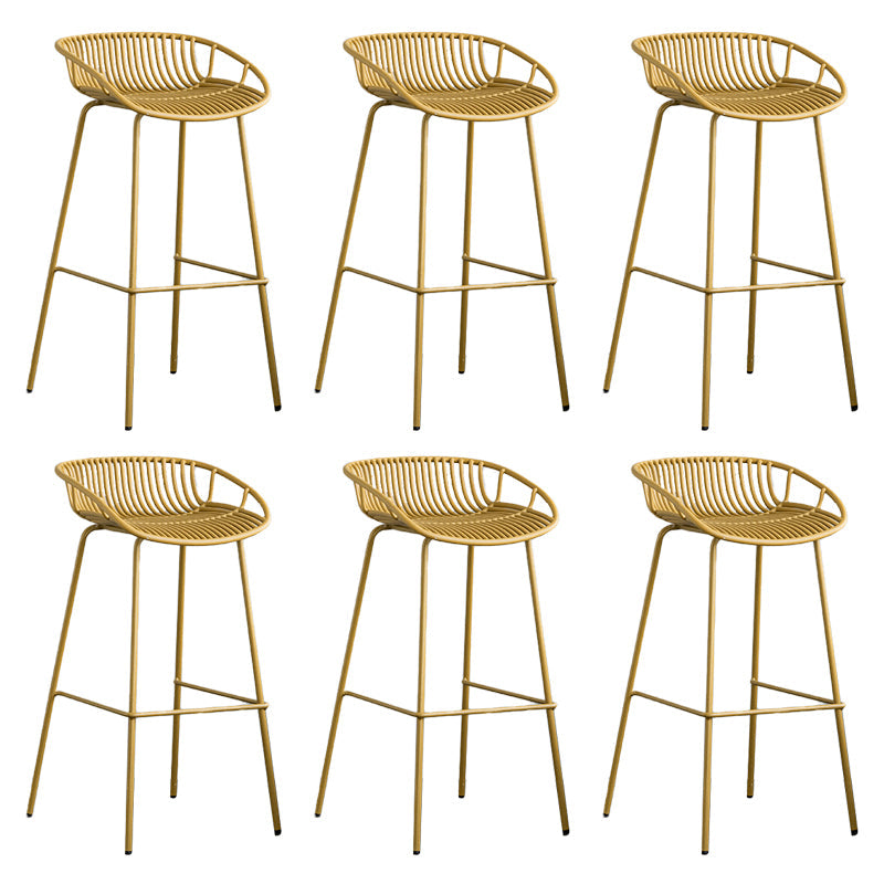 Contemporary Metal Bar Stool Plastic Counter Stools for Home Use Yellow 6 Piece Set Clearhalo 'Bar Furniture' 'Bar Stools' 'bar_stools' 'furn' 'furn_bar_stools' 'Furniture' 'Kitchen & Dining Furniture' 6226352