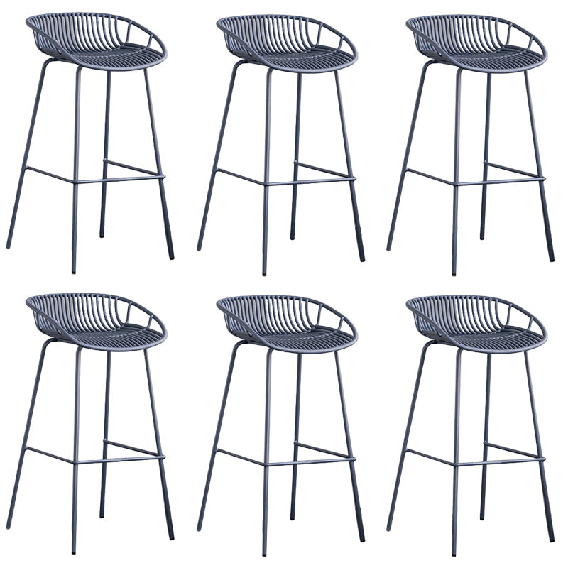Contemporary Metal Bar Stool Plastic Counter Stools for Home Use Gray Blue 6 Piece Set Clearhalo 'Bar Furniture' 'Bar Stools' 'bar_stools' 'furn' 'furn_bar_stools' 'Furniture' 'Kitchen & Dining Furniture' 6226353