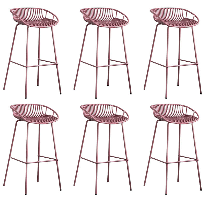 Contemporary Metal Bar Stool Plastic Counter Stools for Home Use Purple 6 Piece Set Clearhalo 'Bar Furniture' 'Bar Stools' 'bar_stools' 'furn' 'furn_bar_stools' 'Furniture' 'Kitchen & Dining Furniture' 6226354