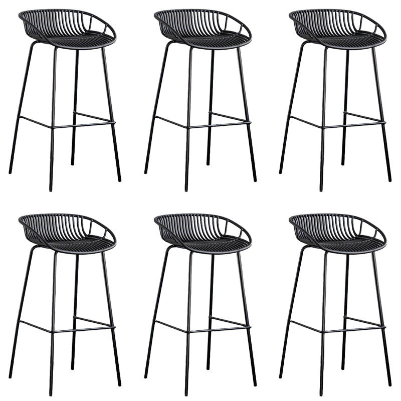 Contemporary Metal Bar Stool Plastic Counter Stools for Home Use Black 6 Piece Set Clearhalo 'Bar Furniture' 'Bar Stools' 'bar_stools' 'furn' 'furn_bar_stools' 'Furniture' 'Kitchen & Dining Furniture' 6226356