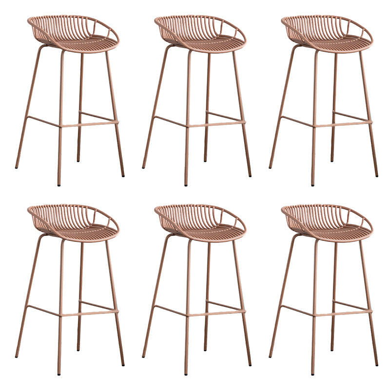 Contemporary Metal Bar Stool Plastic Counter Stools for Home Use Khaki 6 Piece Set Clearhalo 'Bar Furniture' 'Bar Stools' 'bar_stools' 'furn' 'furn_bar_stools' 'Furniture' 'Kitchen & Dining Furniture' 6226357