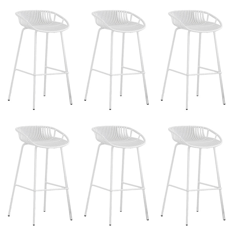 Contemporary Metal Bar Stool Plastic Counter Stools for Home Use White 6 Piece Set Clearhalo 'Bar Furniture' 'Bar Stools' 'bar_stools' 'furn' 'furn_bar_stools' 'Furniture' 'Kitchen & Dining Furniture' 6226358