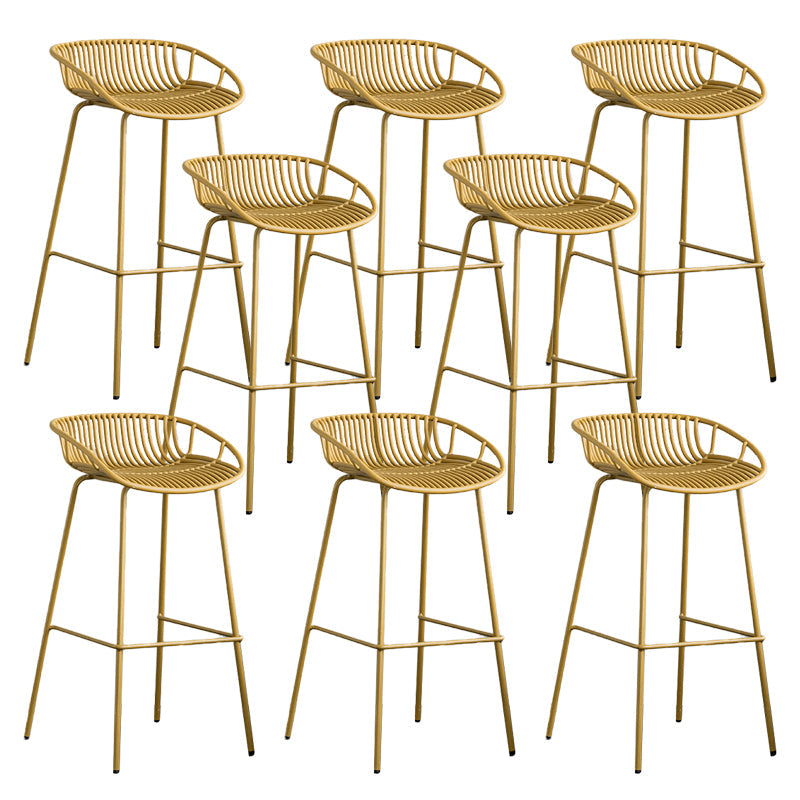 Contemporary Metal Bar Stool Plastic Counter Stools for Home Use Yellow 8 Piece Set Clearhalo 'Bar Furniture' 'Bar Stools' 'bar_stools' 'furn' 'furn_bar_stools' 'Furniture' 'Kitchen & Dining Furniture' 6226359