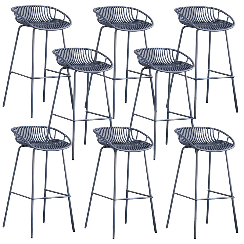 Contemporary Metal Bar Stool Plastic Counter Stools for Home Use Gray Blue 8 Piece Set Clearhalo 'Bar Furniture' 'Bar Stools' 'bar_stools' 'furn' 'furn_bar_stools' 'Furniture' 'Kitchen & Dining Furniture' 6226360