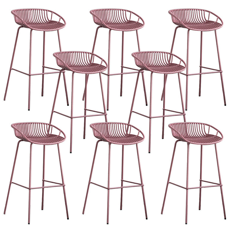 Contemporary Metal Bar Stool Plastic Counter Stools for Home Use Purple 8 Piece Set Clearhalo 'Bar Furniture' 'Bar Stools' 'bar_stools' 'furn' 'furn_bar_stools' 'Furniture' 'Kitchen & Dining Furniture' 6226361