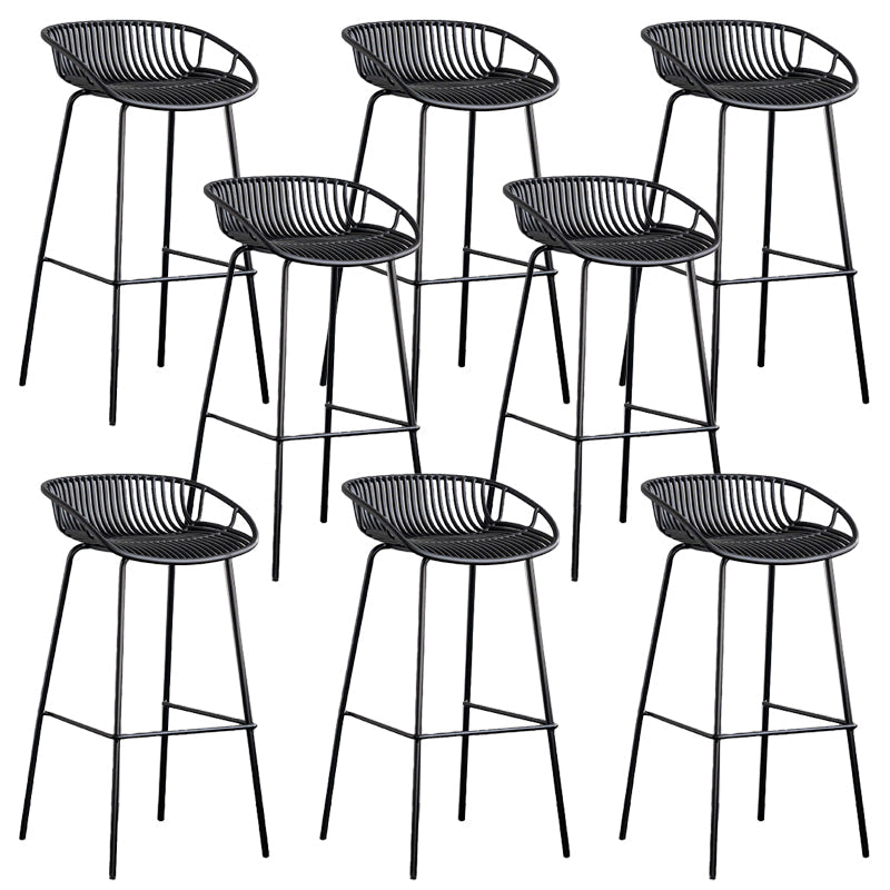Contemporary Metal Bar Stool Plastic Counter Stools for Home Use Black 8 Piece Set Clearhalo 'Bar Furniture' 'Bar Stools' 'bar_stools' 'furn' 'furn_bar_stools' 'Furniture' 'Kitchen & Dining Furniture' 6226363