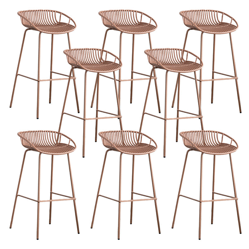 Contemporary Metal Bar Stool Plastic Counter Stools for Home Use Khaki 8 Piece Set Clearhalo 'Bar Furniture' 'Bar Stools' 'bar_stools' 'furn' 'furn_bar_stools' 'Furniture' 'Kitchen & Dining Furniture' 6226364