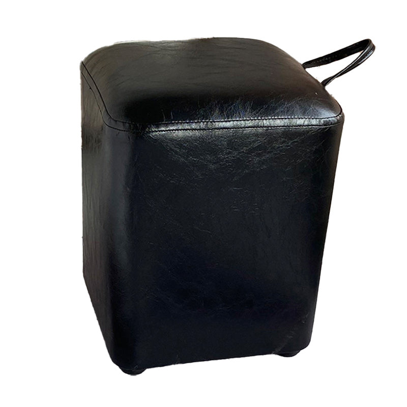 Square Pouf Portable Pure Color Faux Leather Stain Resistant Pouf Ottoman 11"L x 11"W x 14"H Black 1 Piece Clearhalo 'furn' 'furn_ottomans_poufs' 'Furniture' 'Living Room Furniture' 'Ottomans & Poufs' 'ottomans_poufs' 6226936