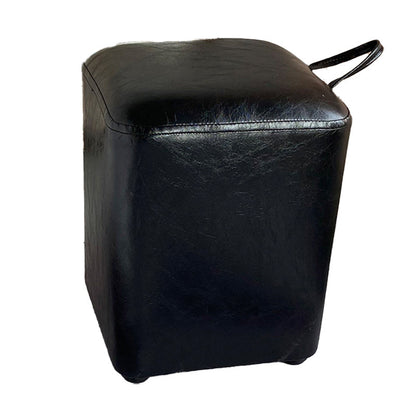 Square Pouf Portable Pure Color Faux Leather Stain Resistant Pouf Ottoman 11"L x 11"W x 14"H Black 1 Piece