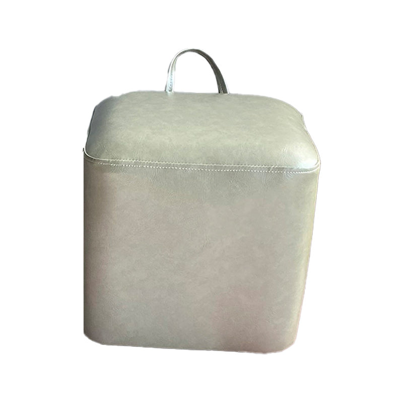 Square Pouf Portable Pure Color Faux Leather Stain Resistant Pouf Ottoman 11.4"L x 11.4"W x 11"H Grey 1 Piece Clearhalo 'furn' 'furn_ottomans_poufs' 'Furniture' 'Living Room Furniture' 'Ottomans & Poufs' 'ottomans_poufs' 6226961