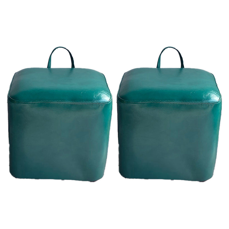 Square Pouf Portable Pure Color Faux Leather Stain Resistant Pouf Ottoman 11.4"L x 11.4"W x 11"H Navy 2 Piece Set Clearhalo 'furn' 'furn_ottomans_poufs' 'Furniture' 'Living Room Furniture' 'Ottomans & Poufs' 'ottomans_poufs' 6226971