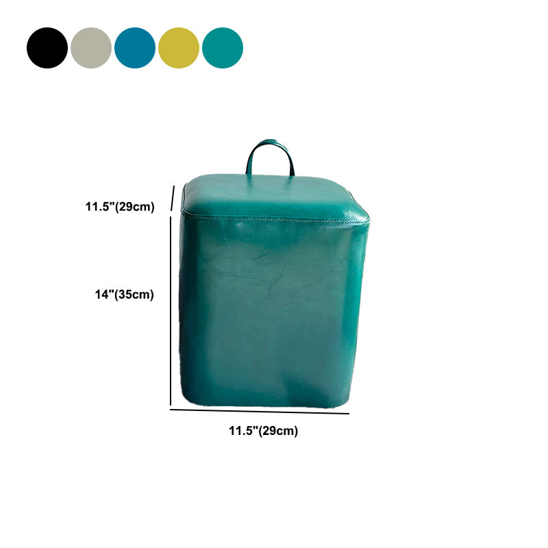 Square Pouf Portable Pure Color Faux Leather Stain Resistant Pouf Ottoman Clearhalo 'furn' 'furn_ottomans_poufs' 'Furniture' 'Living Room Furniture' 'Ottomans & Poufs' 'ottomans_poufs' 6226974