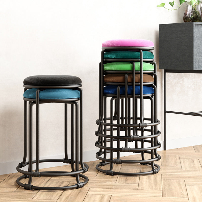 Orange Round Standard Velvet Pure Color Standard for Living Room Clearhalo 'furn' 'furn_ottomans_poufs' 'Furniture' 'Living Room Furniture' 'Ottomans & Poufs' 'ottomans_poufs' 6226975