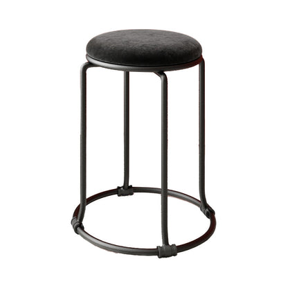 Orange Round Standard Velvet Pure Color Standard for Living Room Black 1 Piece Clearhalo 'furn' 'furn_ottomans_poufs' 'Furniture' 'Living Room Furniture' 'Ottomans & Poufs' 'ottomans_poufs' 6226976