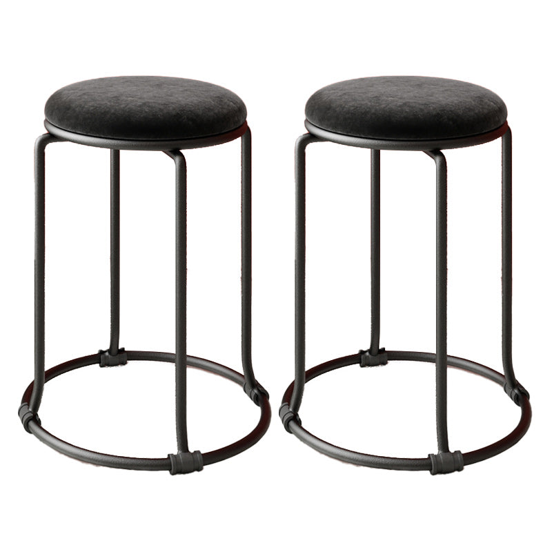 Orange Round Standard Velvet Pure Color Standard for Living Room Black 2 Piece Set Clearhalo 'furn' 'furn_ottomans_poufs' 'Furniture' 'Living Room Furniture' 'Ottomans & Poufs' 'ottomans_poufs' 6226977