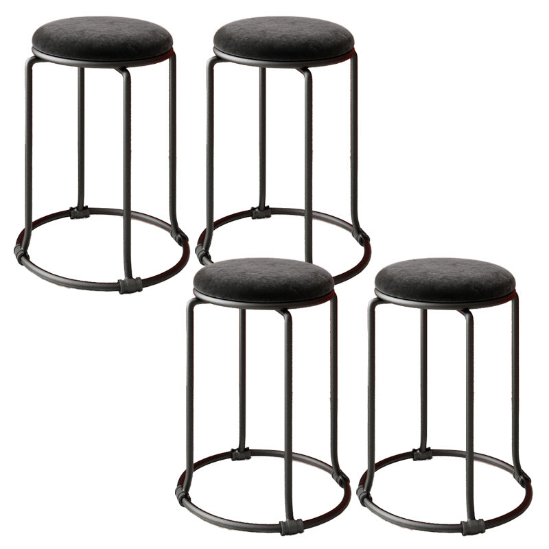 Orange Round Standard Velvet Pure Color Standard for Living Room Black 4 Piece Set Clearhalo 'furn' 'furn_ottomans_poufs' 'Furniture' 'Living Room Furniture' 'Ottomans & Poufs' 'ottomans_poufs' 6226980