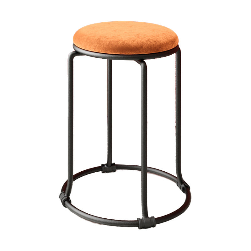 Orange Round Standard Velvet Pure Color Standard for Living Room Clearhalo 'furn' 'furn_ottomans_poufs' 'Furniture' 'Living Room Furniture' 'Ottomans & Poufs' 'ottomans_poufs' 6226983