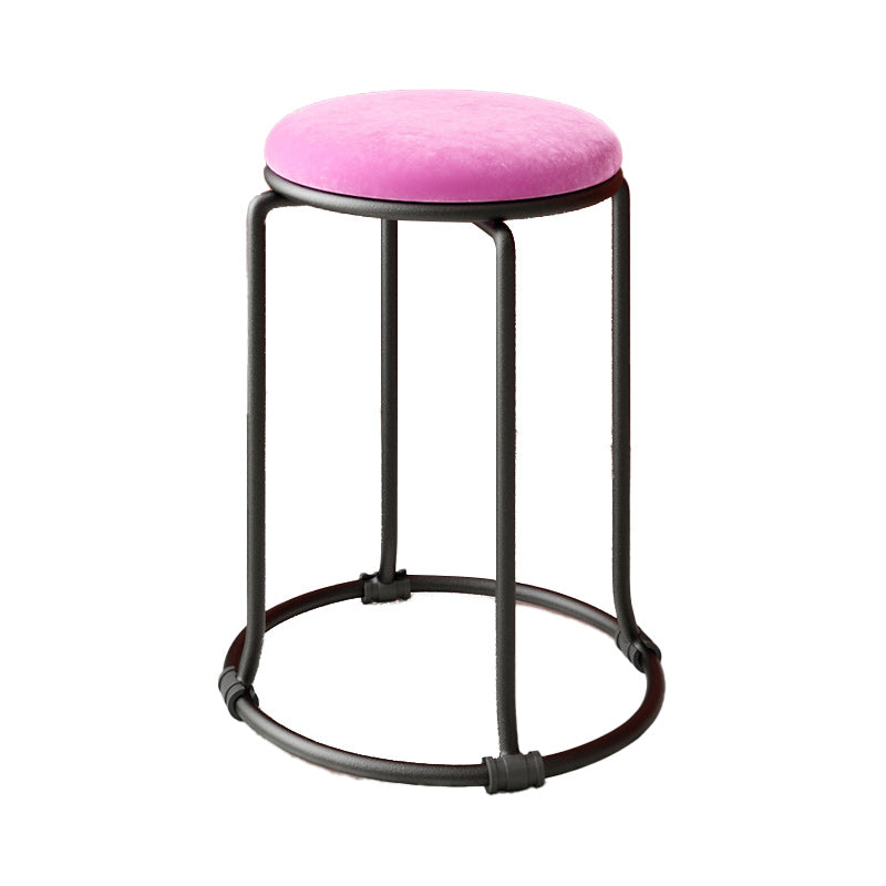 Orange Round Standard Velvet Pure Color Standard for Living Room Pink 1 Piece Clearhalo 'furn' 'furn_ottomans_poufs' 'Furniture' 'Living Room Furniture' 'Ottomans & Poufs' 'ottomans_poufs' 6226987