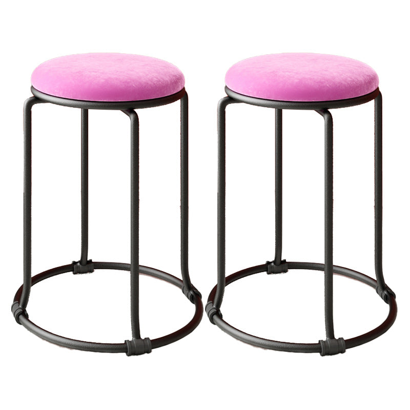 Orange Round Standard Velvet Pure Color Standard for Living Room Pink 2 Piece Set Clearhalo 'furn' 'furn_ottomans_poufs' 'Furniture' 'Living Room Furniture' 'Ottomans & Poufs' 'ottomans_poufs' 6226989