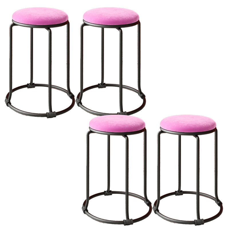 Orange Round Standard Velvet Pure Color Standard for Living Room Pink 4 Piece Set Clearhalo 'furn' 'furn_ottomans_poufs' 'Furniture' 'Living Room Furniture' 'Ottomans & Poufs' 'ottomans_poufs' 6226991