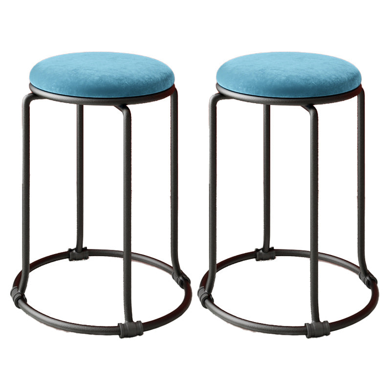 Orange Round Standard Velvet Pure Color Standard for Living Room Blue 2 Piece Set Clearhalo 'furn' 'furn_ottomans_poufs' 'Furniture' 'Living Room Furniture' 'Ottomans & Poufs' 'ottomans_poufs' 6226994