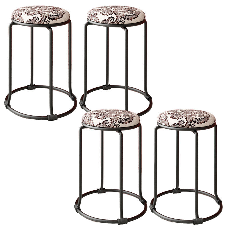 Orange Round Standard Velvet Pure Color Standard for Living Room Black White 4 Piece Set Clearhalo 'furn' 'furn_ottomans_poufs' 'Furniture' 'Living Room Furniture' 'Ottomans & Poufs' 'ottomans_poufs' 6227001