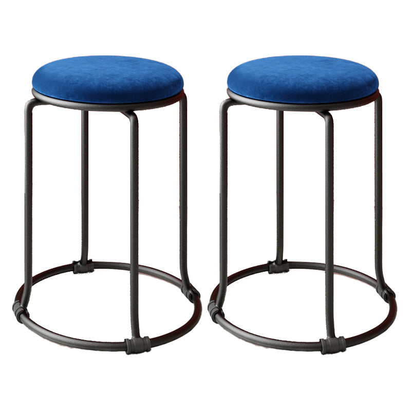 Orange Round Standard Velvet Pure Color Standard for Living Room Royal Blue 2 Piece Set Clearhalo 'furn' 'furn_ottomans_poufs' 'Furniture' 'Living Room Furniture' 'Ottomans & Poufs' 'ottomans_poufs' 6227006