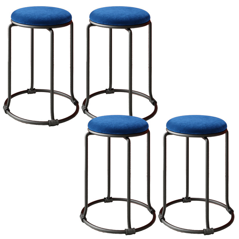 Orange Round Standard Velvet Pure Color Standard for Living Room Royal Blue 4 Piece Set Clearhalo 'furn' 'furn_ottomans_poufs' 'Furniture' 'Living Room Furniture' 'Ottomans & Poufs' 'ottomans_poufs' 6227007