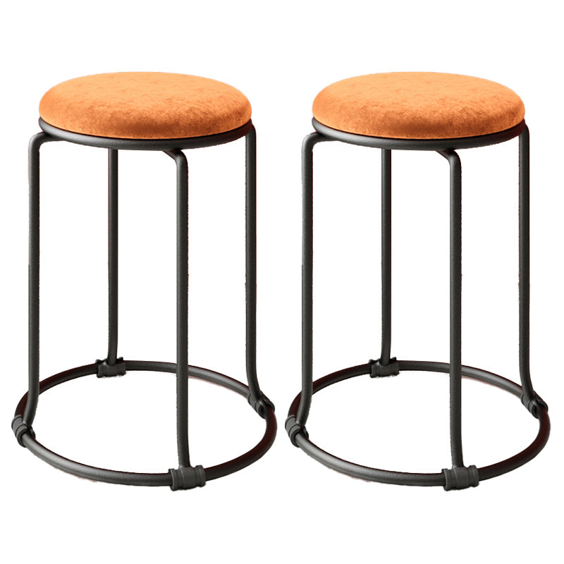 Orange Round Standard Velvet Pure Color Standard for Living Room Orange 2 Piece Set Clearhalo 'furn' 'furn_ottomans_poufs' 'Furniture' 'Living Room Furniture' 'Ottomans & Poufs' 'ottomans_poufs' 6227009