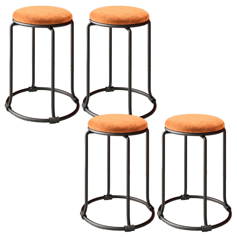 Orange Round Standard Velvet Pure Color Standard for Living Room Orange 4 Piece Set Clearhalo 'furn' 'furn_ottomans_poufs' 'Furniture' 'Living Room Furniture' 'Ottomans & Poufs' 'ottomans_poufs' 6227010