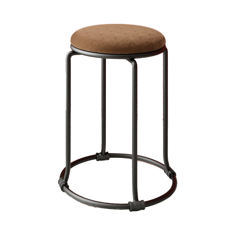 Orange Round Standard Velvet Pure Color Standard for Living Room Brown 1 Piece Clearhalo 'furn' 'furn_ottomans_poufs' 'Furniture' 'Living Room Furniture' 'Ottomans & Poufs' 'ottomans_poufs' 6227011