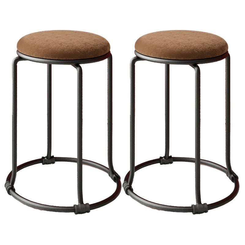 Orange Round Standard Velvet Pure Color Standard for Living Room Brown 2 Piece Set Clearhalo 'furn' 'furn_ottomans_poufs' 'Furniture' 'Living Room Furniture' 'Ottomans & Poufs' 'ottomans_poufs' 6227012