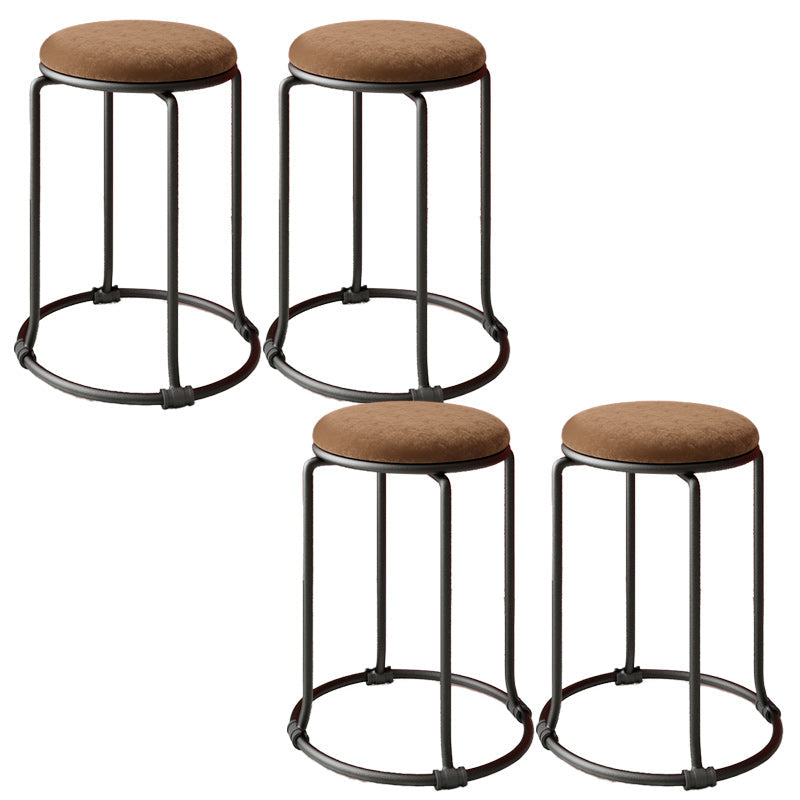 Orange Round Standard Velvet Pure Color Standard for Living Room Brown 4 Piece Set Clearhalo 'furn' 'furn_ottomans_poufs' 'Furniture' 'Living Room Furniture' 'Ottomans & Poufs' 'ottomans_poufs' 6227013