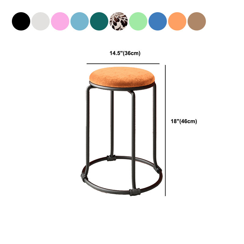 Orange Round Standard Velvet Pure Color Standard for Living Room Clearhalo 'furn' 'furn_ottomans_poufs' 'Furniture' 'Living Room Furniture' 'Ottomans & Poufs' 'ottomans_poufs' 6227014